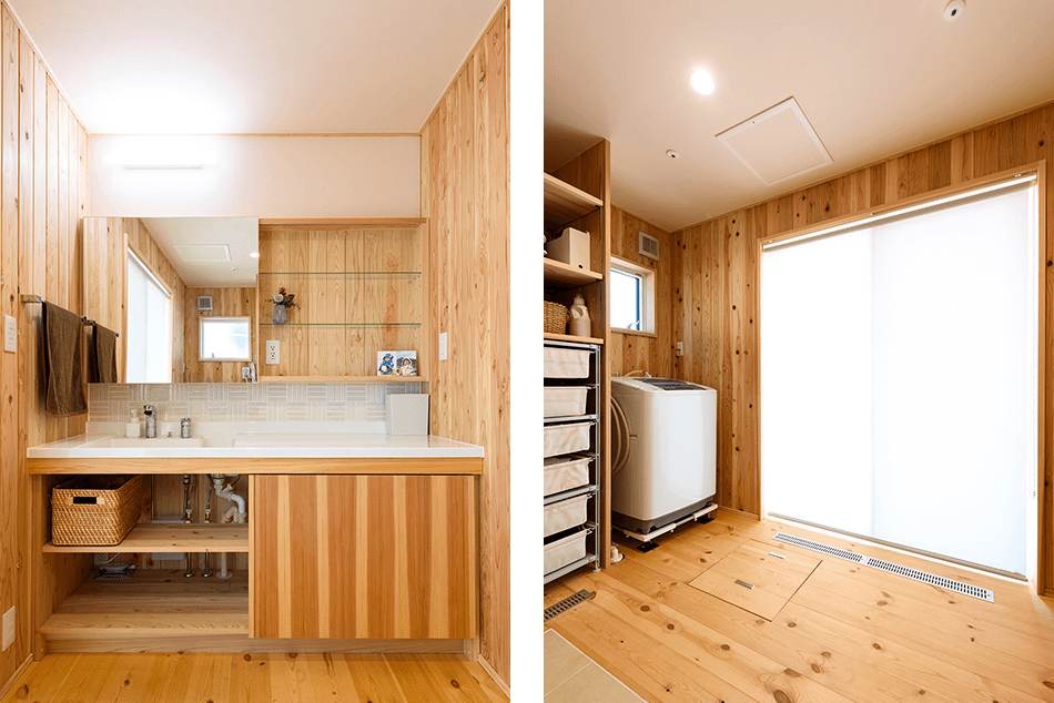 建築実例CASE13-05-06 木の家|熊本の新築建築事例|2階建|4LDK|洗面所|家事室|エコワークス|CASE-13|内観08