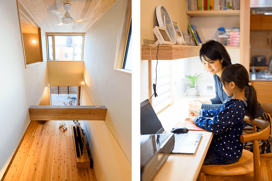 case16-内観06 木の家|福岡の新築建築事例|2階建|4LDK|吹抜け|スタディスペース|エコワークス|CASE-16|内観06