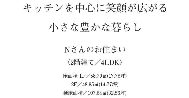 キッチンを中心に笑顔が広がる小さな豊かな暮らし キッチンを中心に笑顔が広がる小さな豊かな暮らし