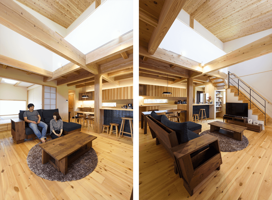 case19-内観10 木の家|熊本の新築建築事例|2階建|4LDK|リビング|エコワークス|CASE-19|内観10