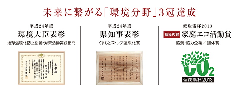 未来に繋がる「環境分野」３冠達成