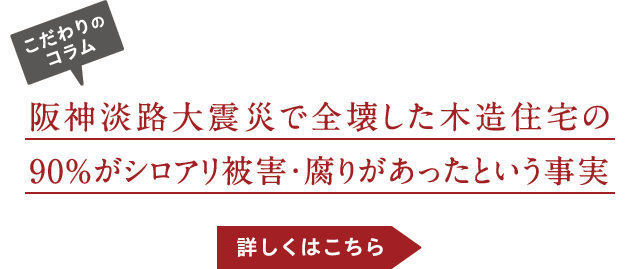 こだわりのコラム-阪神淡路大震災で全壊した木造住宅の90％がシロアリ被害・腐りがあったという事実