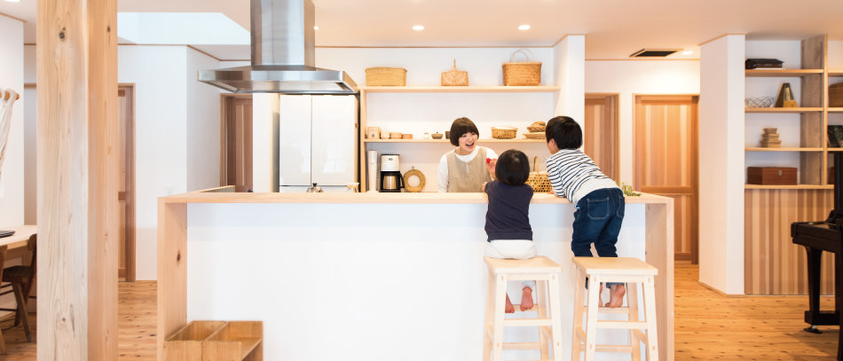 case02-内観01 木の家|福岡の新築建築事例|平屋|3LDK|リビング|エコワークス|CASE-02|内観01