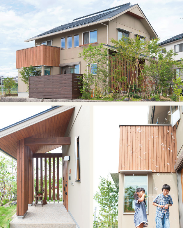 case05-外観01 木の家|福岡の新築建築事例|2階建|4LDK|外観|エコワークス|CASE-05|外観01