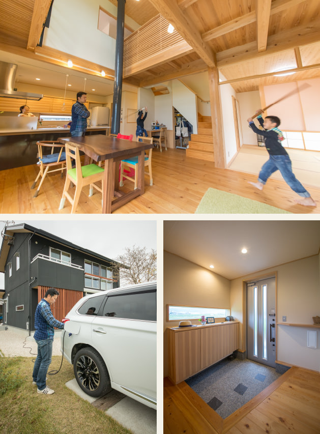 case07-内観01 木の家|福岡の新築建築事例|2階建|5LDK|リビング|外観|玄関|エコワークス|CASE-07|内観01