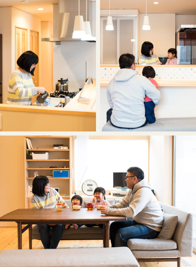 case10-内観01 木の家|福岡の新築建築事例|平屋|2LDK|キッチン|リビング|エコワークス|CASE-10|内観01