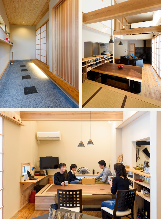 case12-内観02 木の家|福岡の新築建築事例|2階建|3LDK|玄関|リビング|エコワークス|CASE-12|内観02