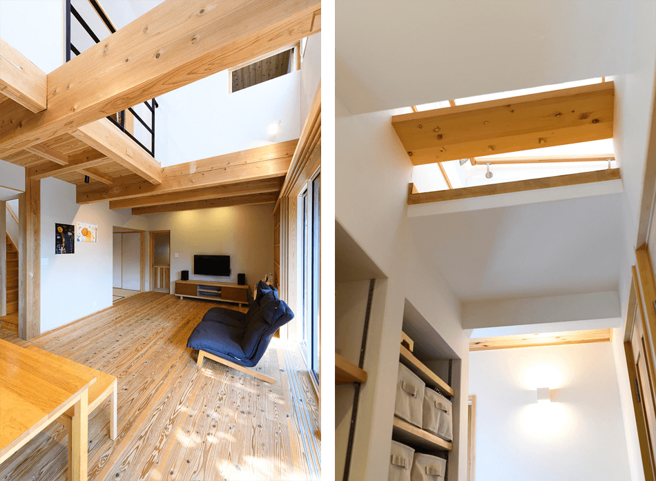 case22-内観10b 木の家|福岡の新築建築事例|2階建|4LDK|リビング|吹抜け|エコワークス|CASE-22|内観10b