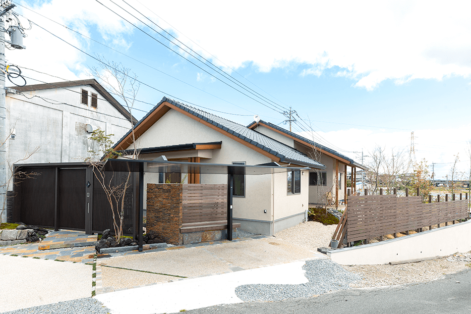 case23-外観 木の家|福岡の新築建築事例|平屋|3LDK|外観|エコワークス|CASE-23|外観