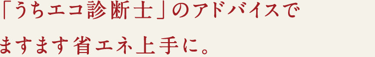 「うちエコ診断士」のアドバイスでますます省エネ上手に。