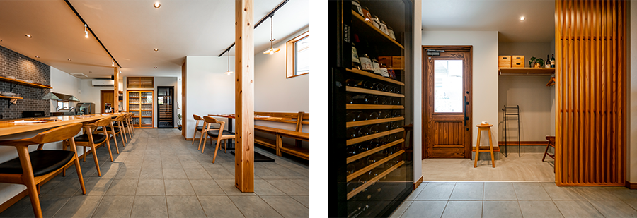 飲食店兼住居（木造建築・ZEB）ワイン食堂cobaciniコバチーニ（佐賀県武雄市）イメージ写真